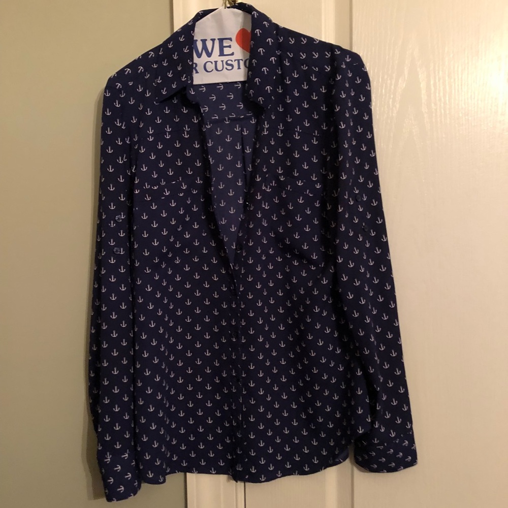 Navy long sleeve blouse